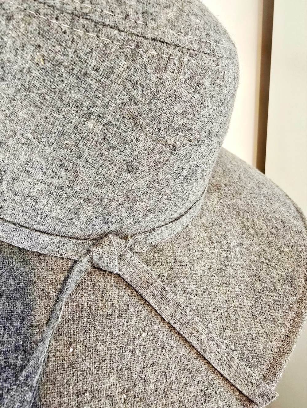 Gray Wool Blend Wide Brim Floppy Hat Boho Coastal Grandma Chic Elegant Minimalis - Picture 2 of 4